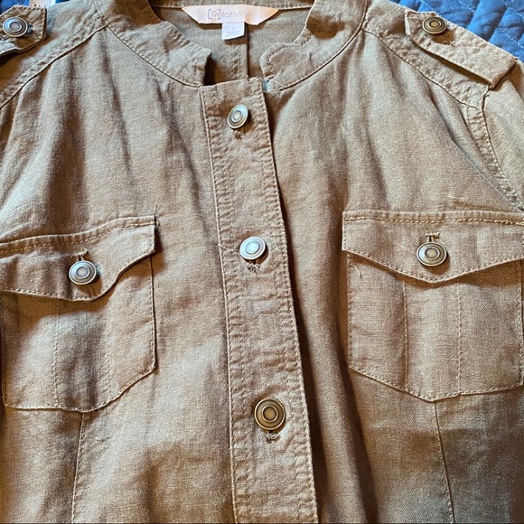 Linen blend olive green Relativity jacket EUC - Picture 3 of 8